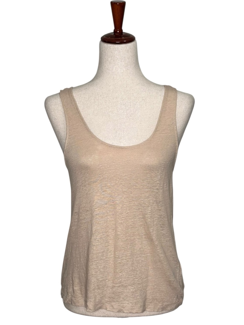 H&M 100% linen Scoop Neck Tank Top - Beige. Minimalist. Neutrals. Classic. Xs